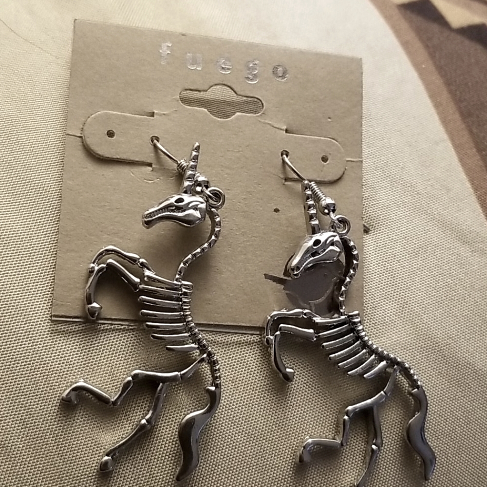 Unicorn Skeleton Earrings
